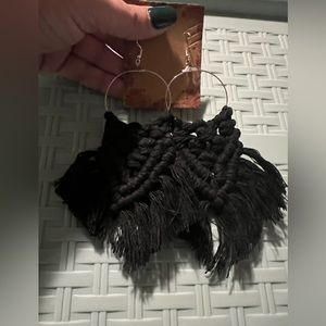 Macrame Earrings-Midnight Black